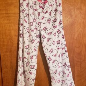 Hello Kitty Fleece Pajama Pants in White and Pink
